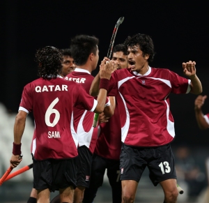 Qatari national team celebrates a goal